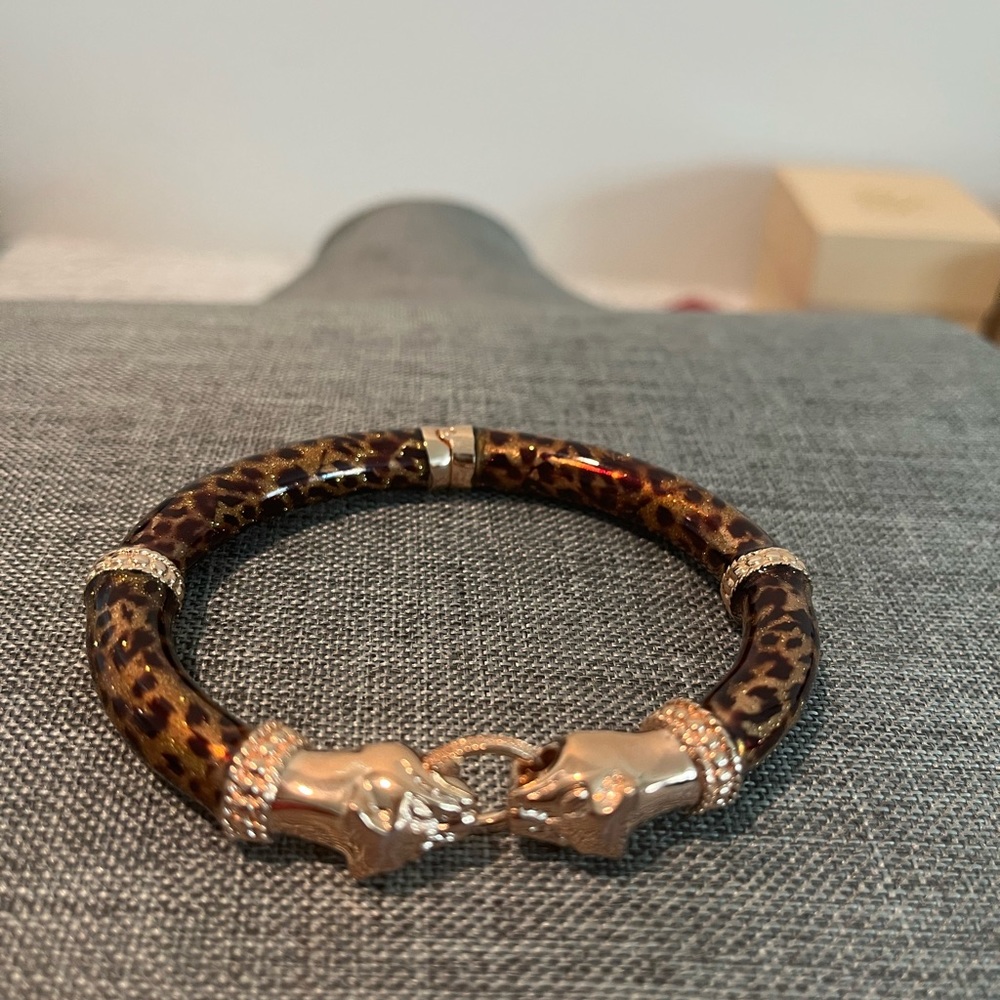 Bronze Milano Italy Leopard Hinge Bangle